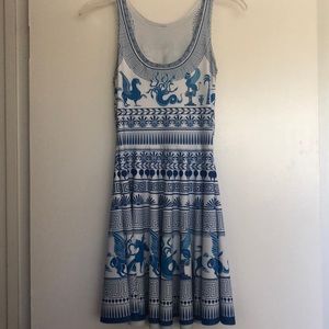 Black Milk Clothing Greek Blue and White Dress
